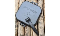 Ribbed cast iron grill pan with removable handle Steak Champ