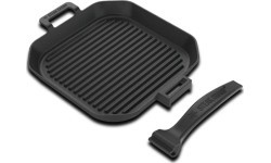 Ribbed cast iron grill pan with removable handle Steak Champ