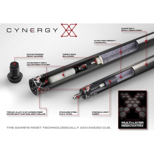 Biljarda kijs Cuetec Cynergy X, Amber NW, 3/8x14, 11.8mm