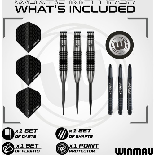 Winmau Blackout 2 tērauda smailes šautriņas, 90% tungsts