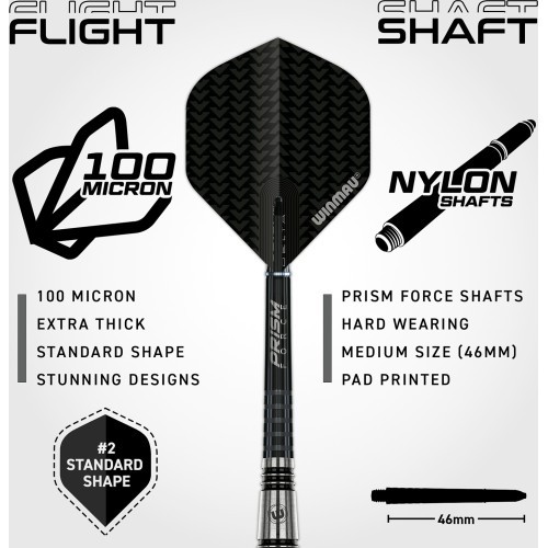 Winmau Blackout 2 tērauda smailes šautriņas, 90% tungsts