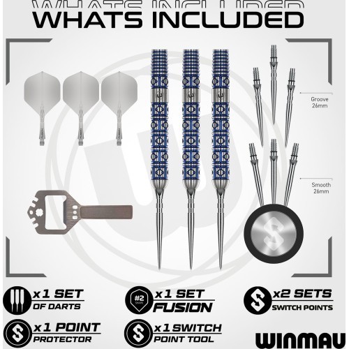 Winmau Lunaris Parallel Switch Point šautriņas, 90% tungstens