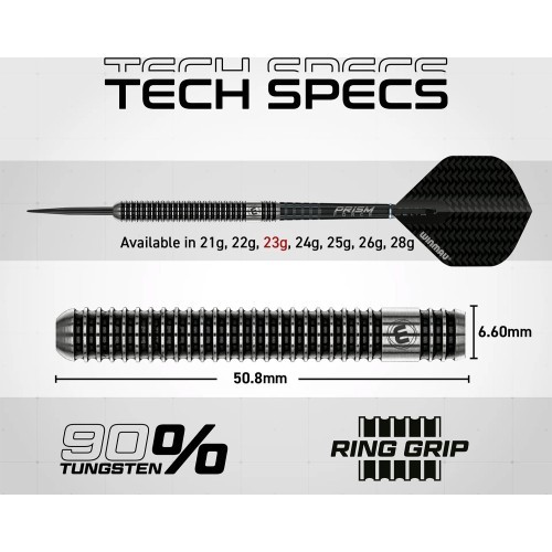 Winmau Blackout 1 metāla tērauda smailes šautriņas, 90% volframa, 23 g