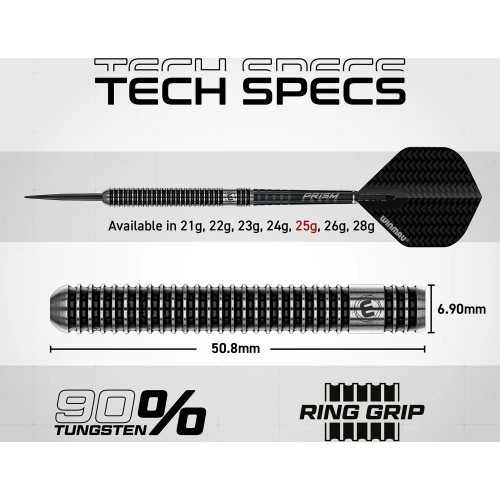 Winmau Blackout tērauda uzgaļa šautriņas, 90% tungstens, 25 g