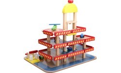 Деревянный гараж, большая парковка с лифтом и машинками Ecotoys