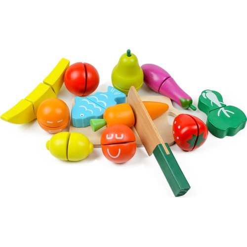 Деревянный набор для резки фруктов и овощей (13 шт.) Ecotoys