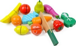 Wooden food fruit vegetables chopping set (13 pcs.) Ecotoys