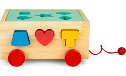 Koka šķirošanas ratiņi ar klucīšiem Ecotoys