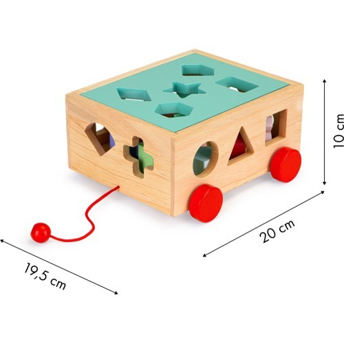 Koka šķirošanas ratiņi ar klucīšiem Ecotoys