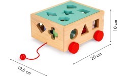 Деревянная сортировочная тележка с кубиками Ecotoys