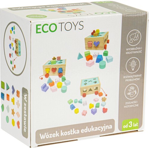 Wooden sorter cart with blocks Ecotoys
