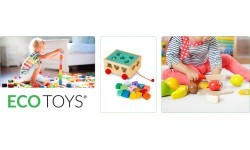 Koka šķirošanas ratiņi ar klucīšiem Ecotoys