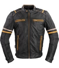 Men’s Leather Motorcycle Jacket W-TEC Traction - Black