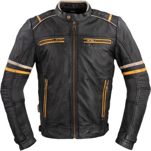 Vīriešu ādas motocikla jaka W-TEC Traction - Melna
