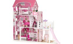 Деревянный кукольный домик XXL с подъемником и горкой EcoToys