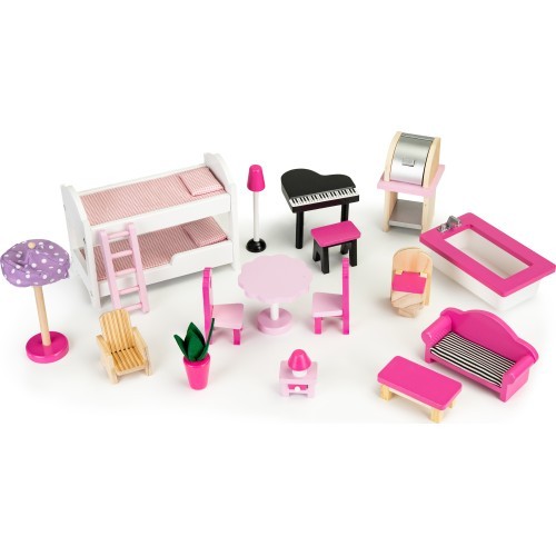 Wooden XLL dollhouse with lift and slide ECOTOYS 