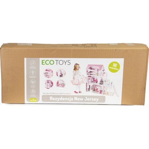 Деревянный кукольный домик XXL с подъемником и горкой EcoToys