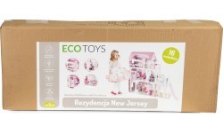Koka XXL leļļu māja ar pacēlāju un slīdkalniņu EcoToys