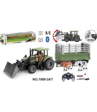 Green Tractor with Trailer R/C 1:20 + Animals