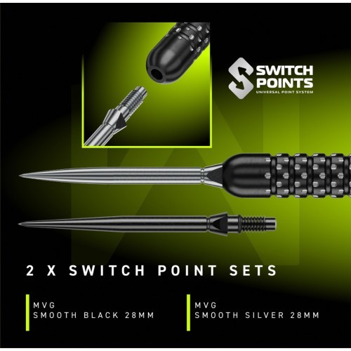 Winmau MvG W-Max 90% Switch Point Steel Tip Darts 22G