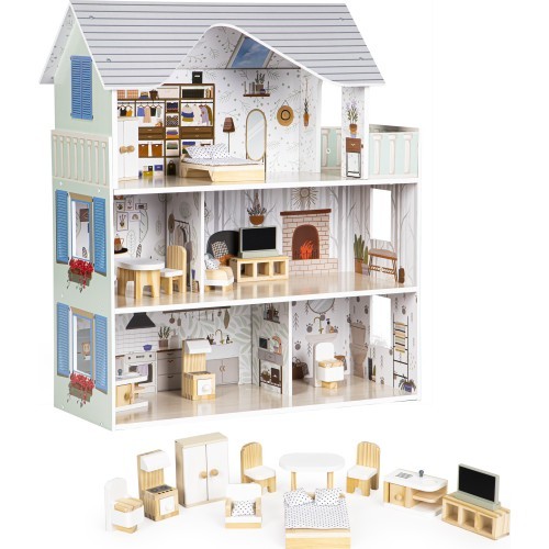 Ecotoys Emma Residence leļļu māja ar mēbelēm