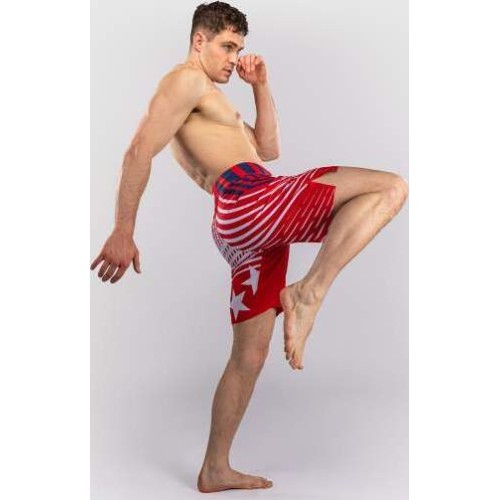 Men's Official UFC Freedom 250 by Venum Red Authentic Fight Night Long Fit Fight Short