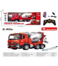 Red R/C concrete mixer with lights and sound function
