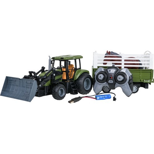 copy of Green Tractor with Trailer R/C 1:20 + Animals
