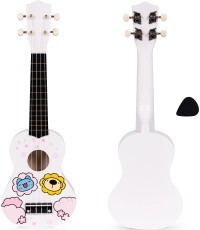Bērnu ukulele koka ģitāra 4 stīgas neilona krampītis ECOTOYS